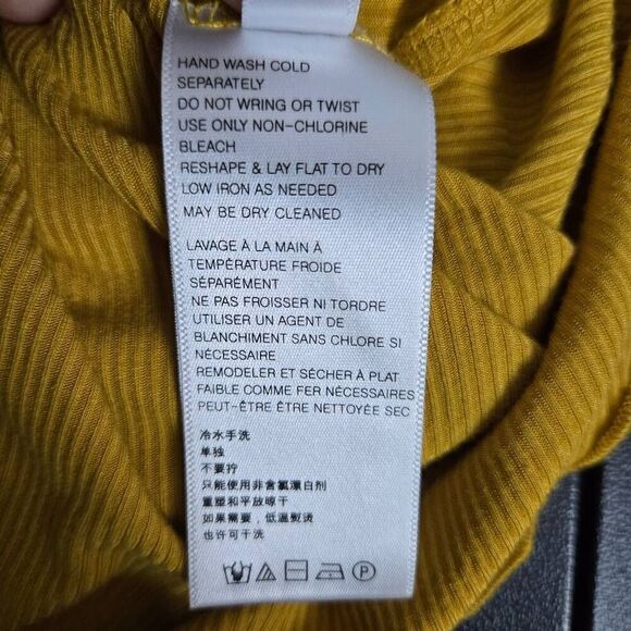 Free People Womens Shimmy Shake Tunic Top Size Small Yellow Ribbed Slouchy Boho - Picture 6 of 9